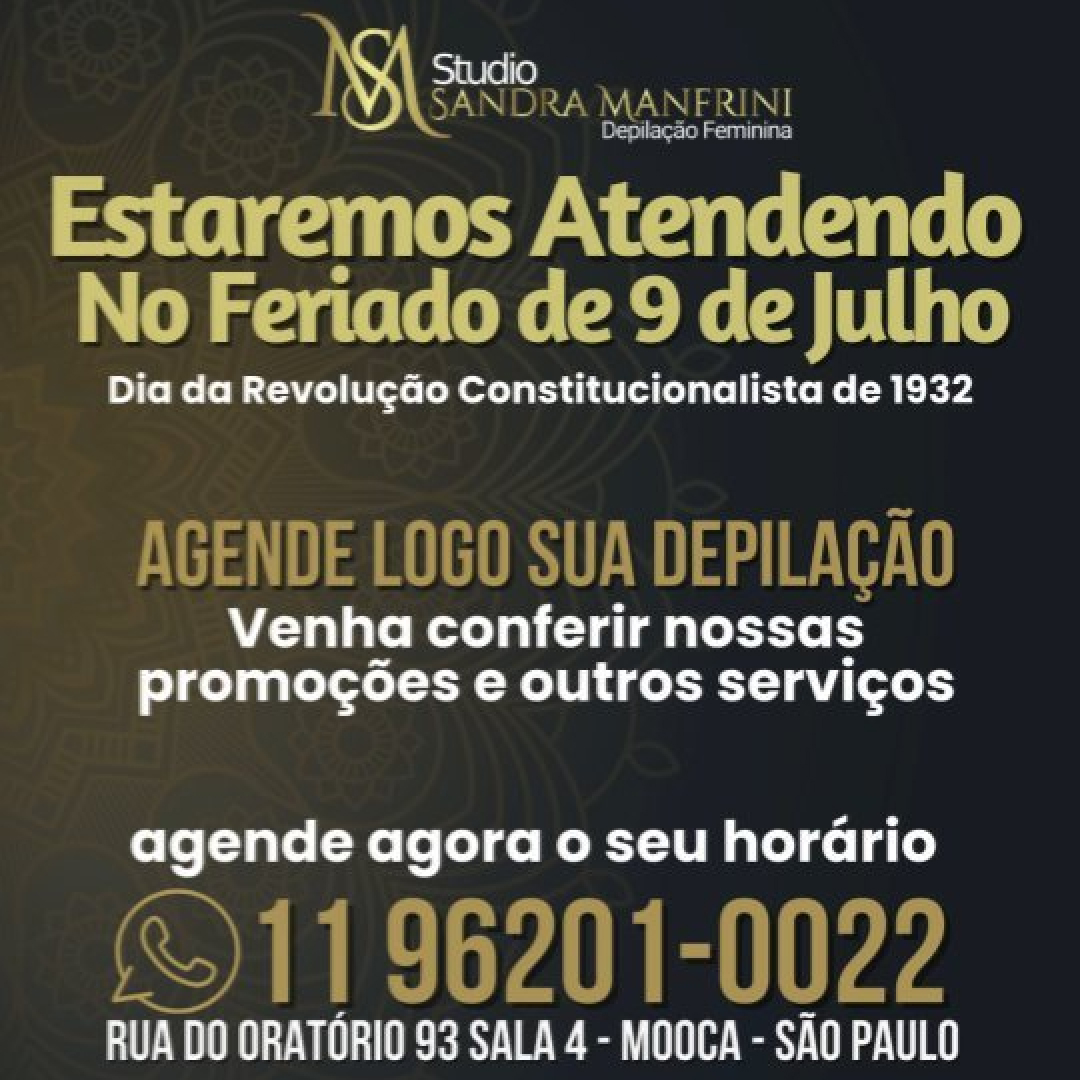 Estaremos atendendo no Feriado !-Fique linda !